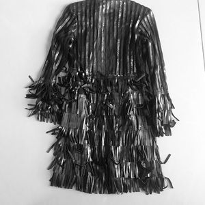 See through dress with leather clasp front